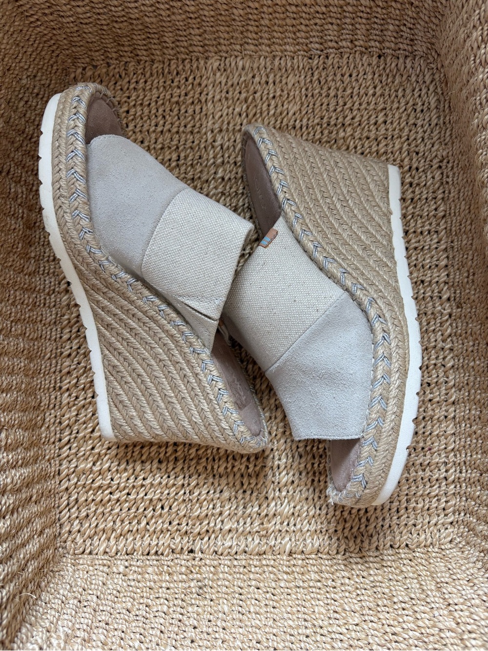 TOMS Neutral Beige Slip-On Espadrille Mules - Picture 3 of 3